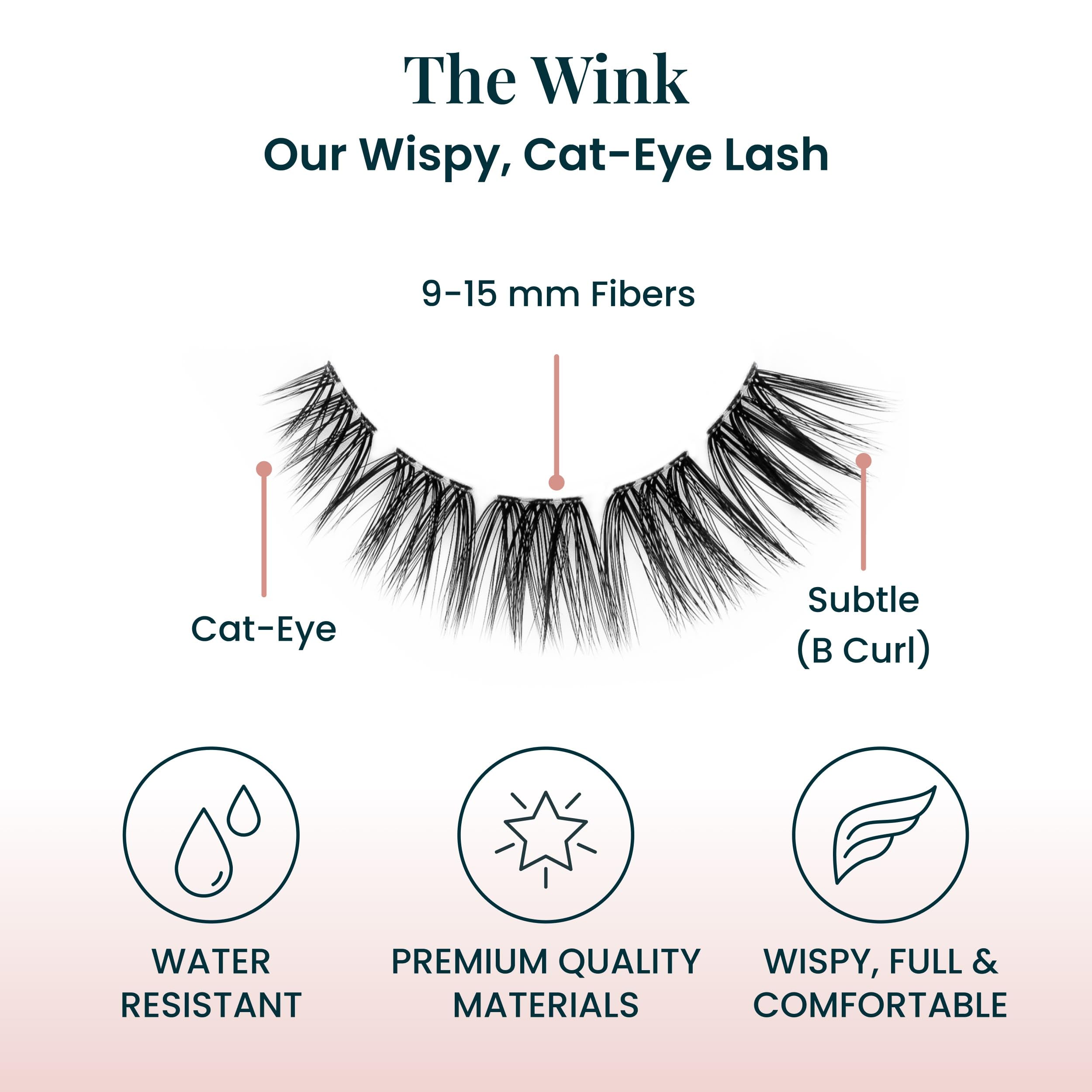 FlutterHabit The Wink Lashes eye-wearing shot highlights comfortable, long-lasting wear with no daily mascara.