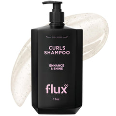 Flux Up Curly Hair Shampoo bottle front view highlighting hydrating, frizz-control formula.