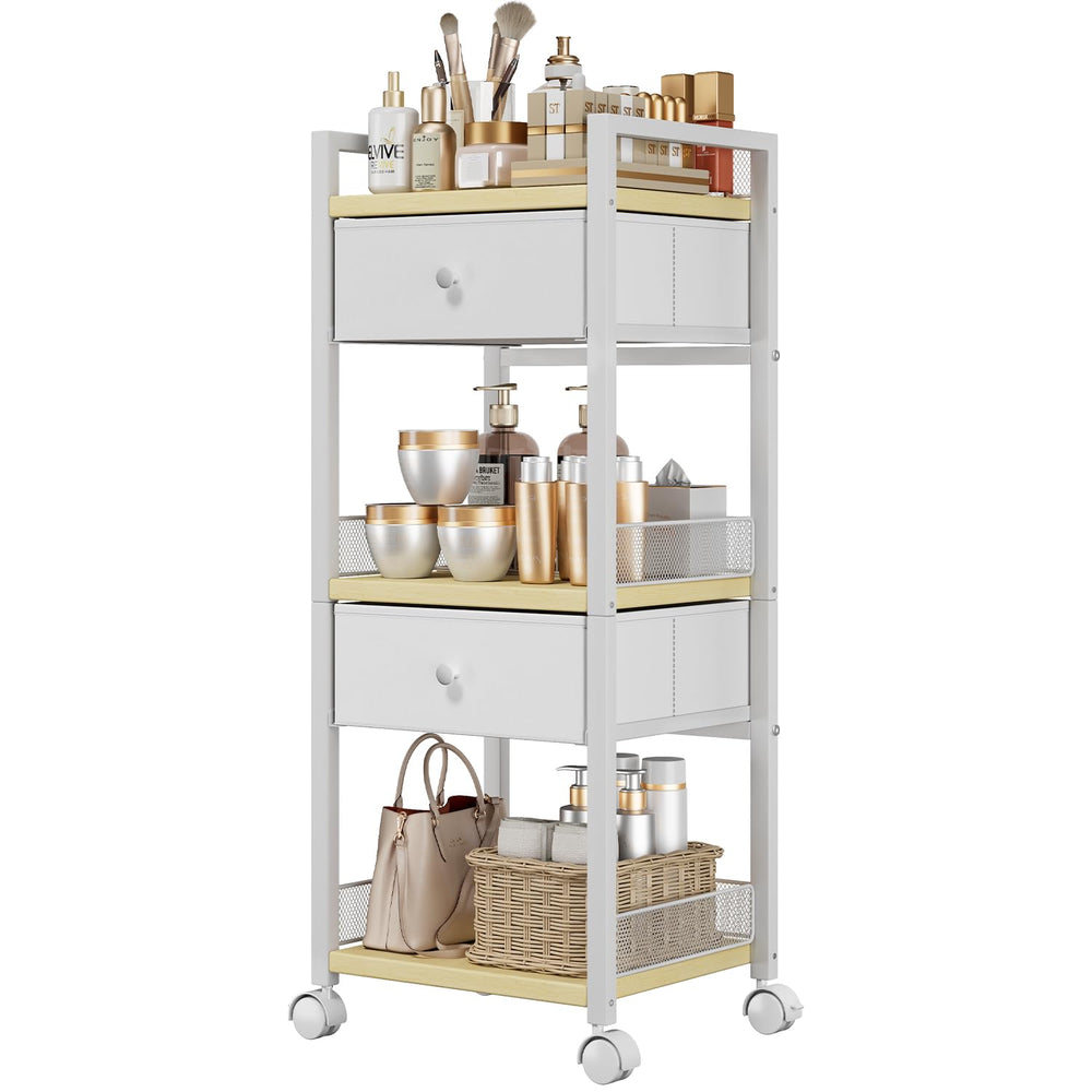 Flycity makeup organizer cart 5-tier displays cosmetics and skincare with easy access.