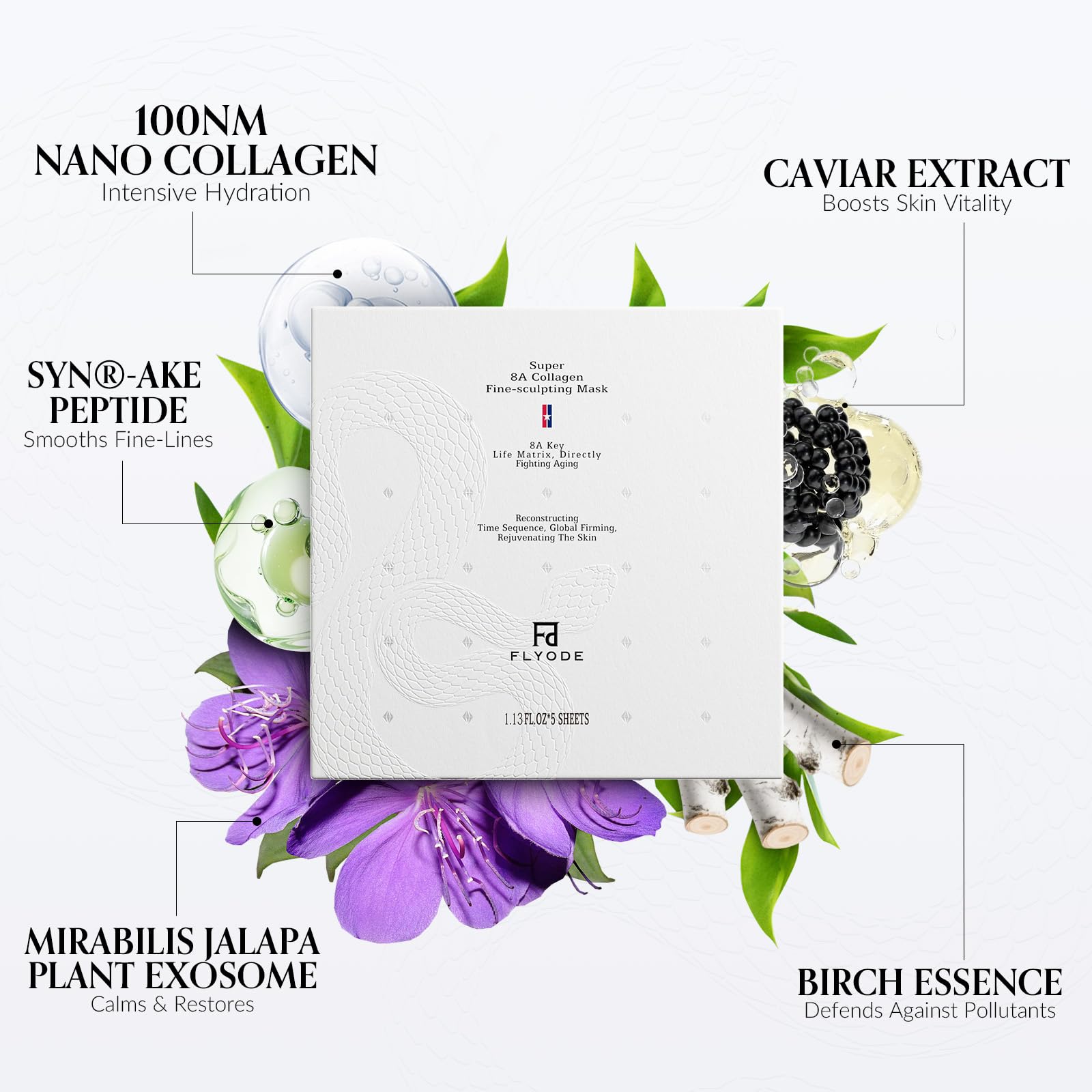 FLYODE biodegradable, cruelty-free mask designed for sensitive skin.
