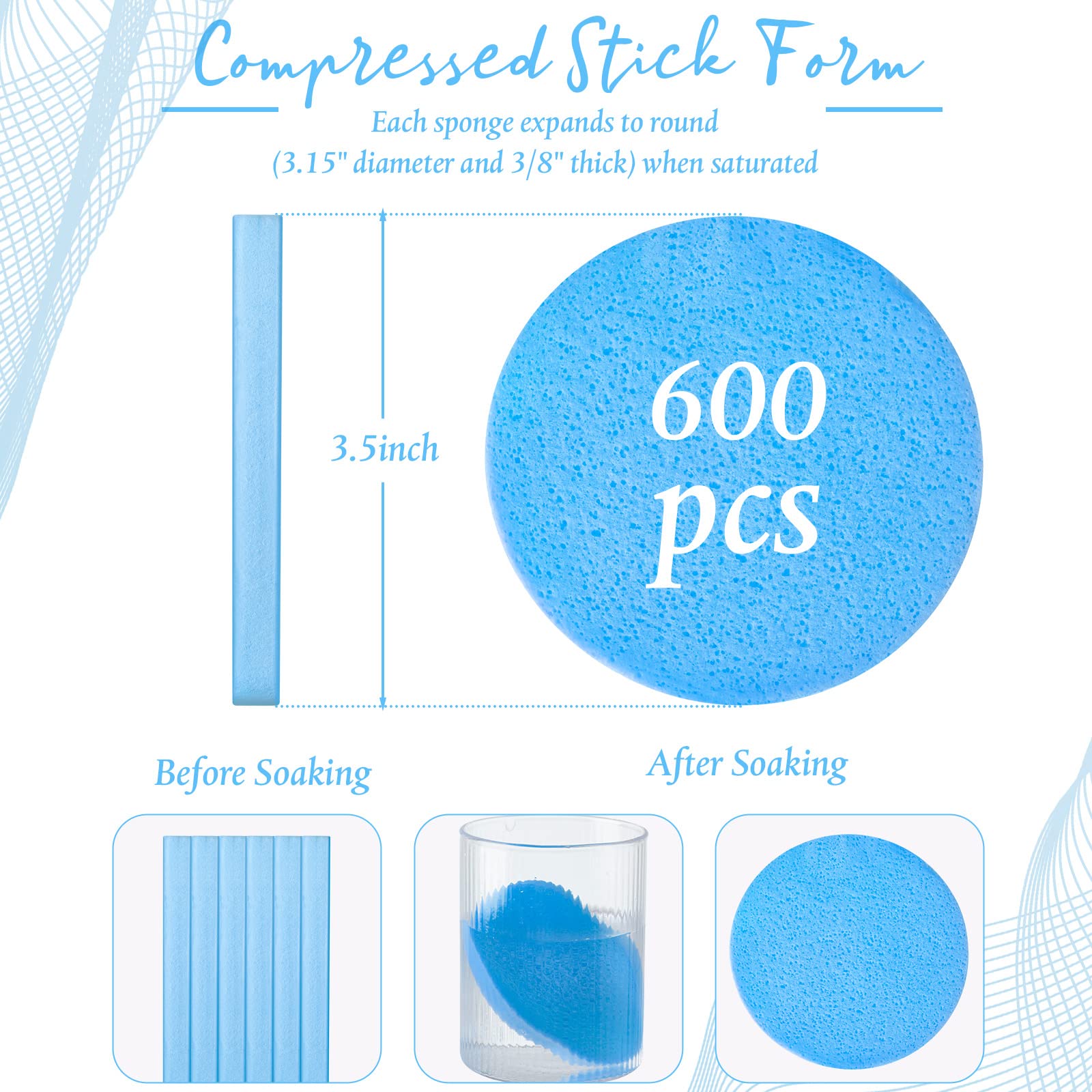 Foaincore 600-piece face sponge pack ideal for daily cleansing.