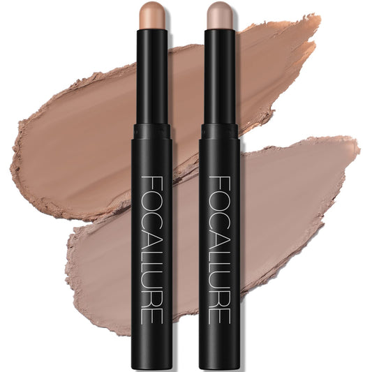 FOCALLURE 2pcs cream eyeshadow sticks base shade 19 for smooth, even coverage.