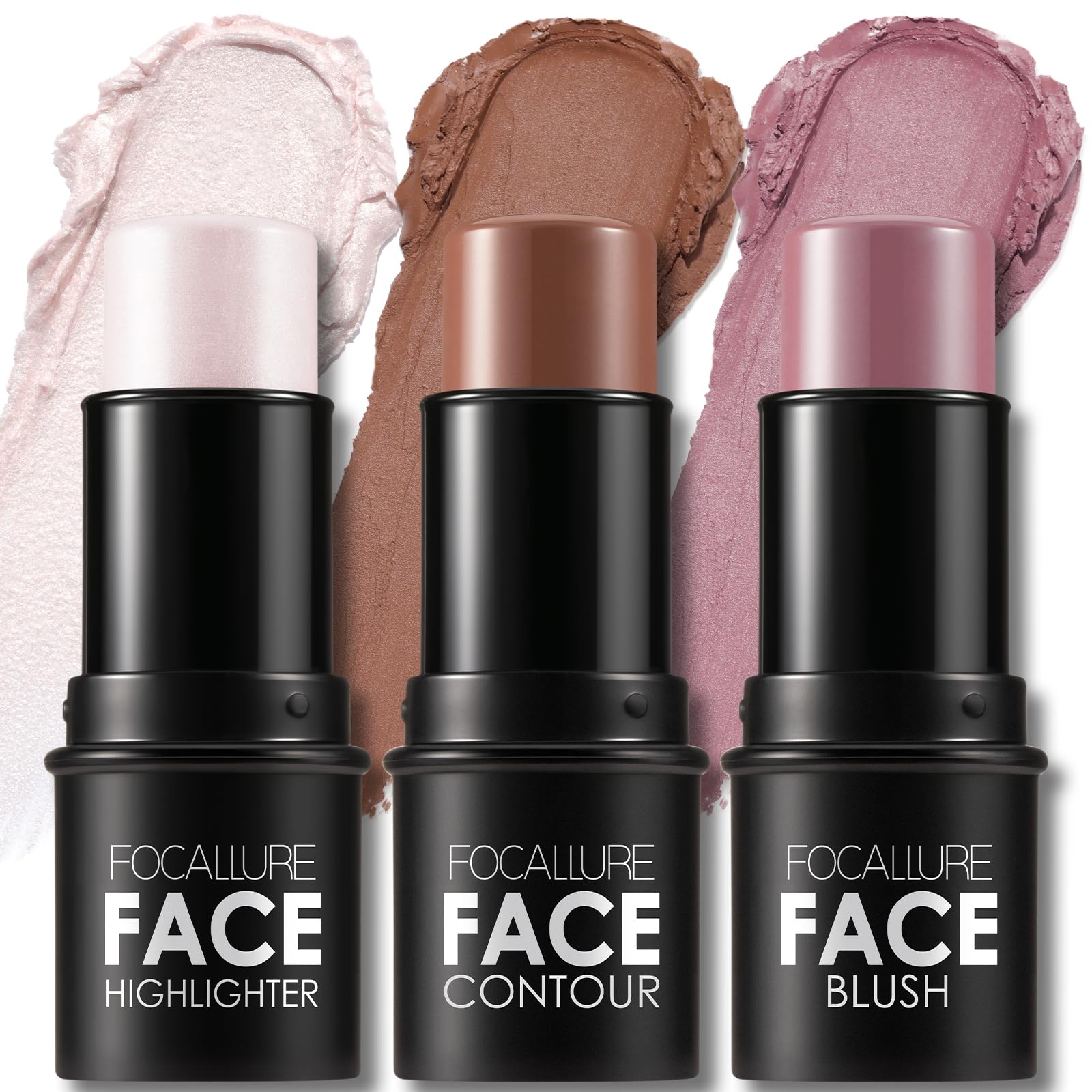 FOCALLURE 3 Pcs Contour Kit close-up with creamy, blendable shades for easy sculpting