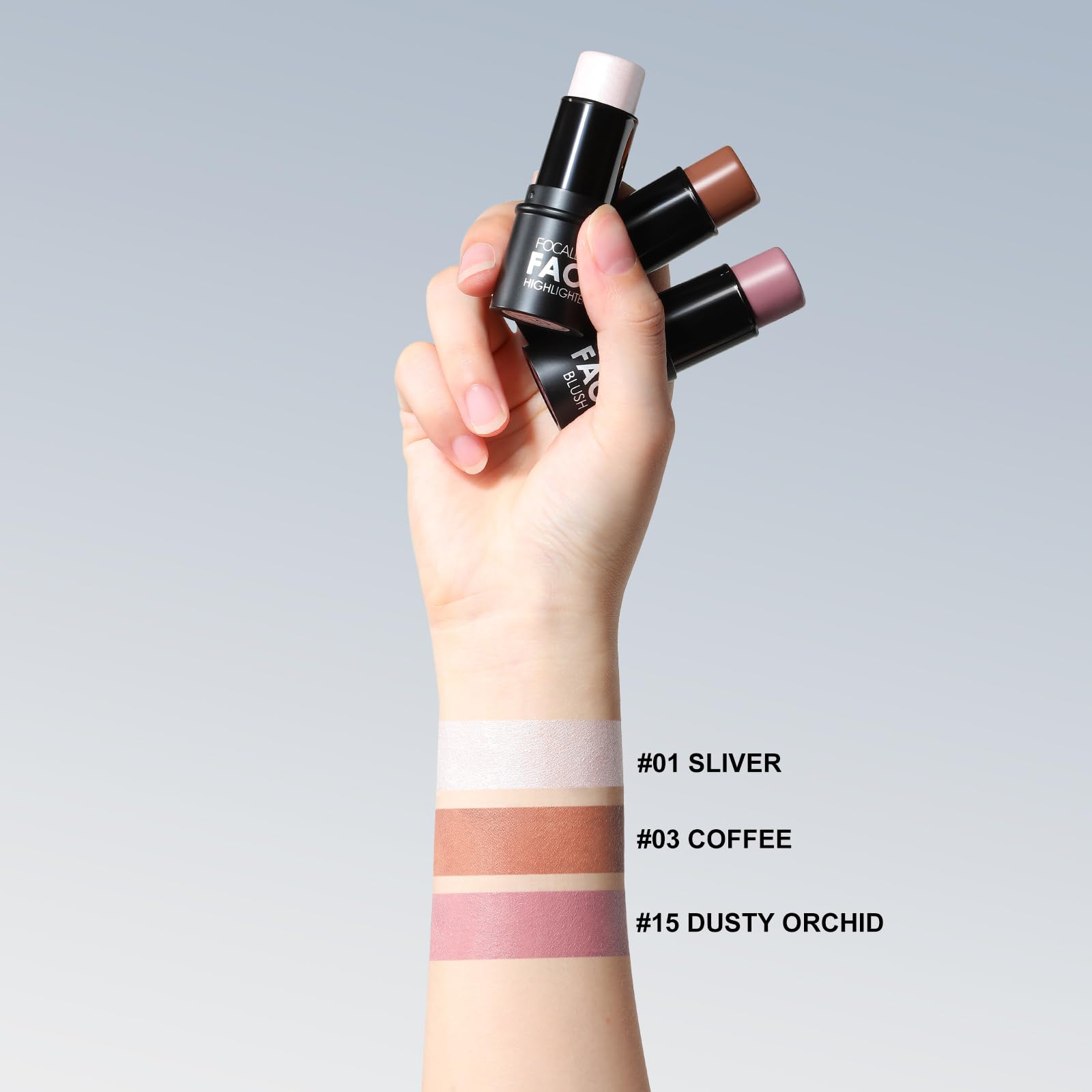 FOCALLURE cream contour-stick application demonstrates direct-on-skin ease