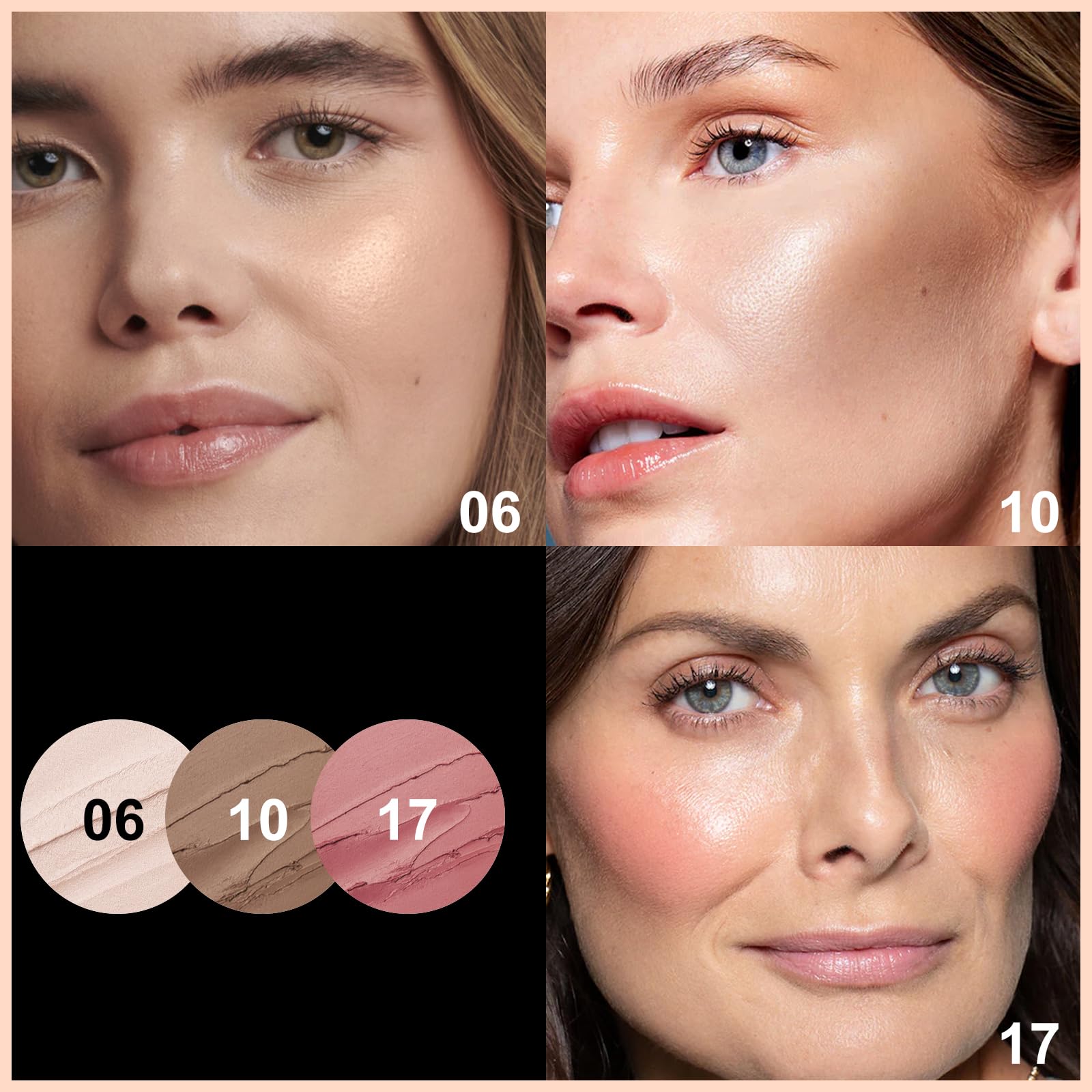 FOCALLURE versatile contour sticks for highlighting and contouring eyes, cheeks, and lips.