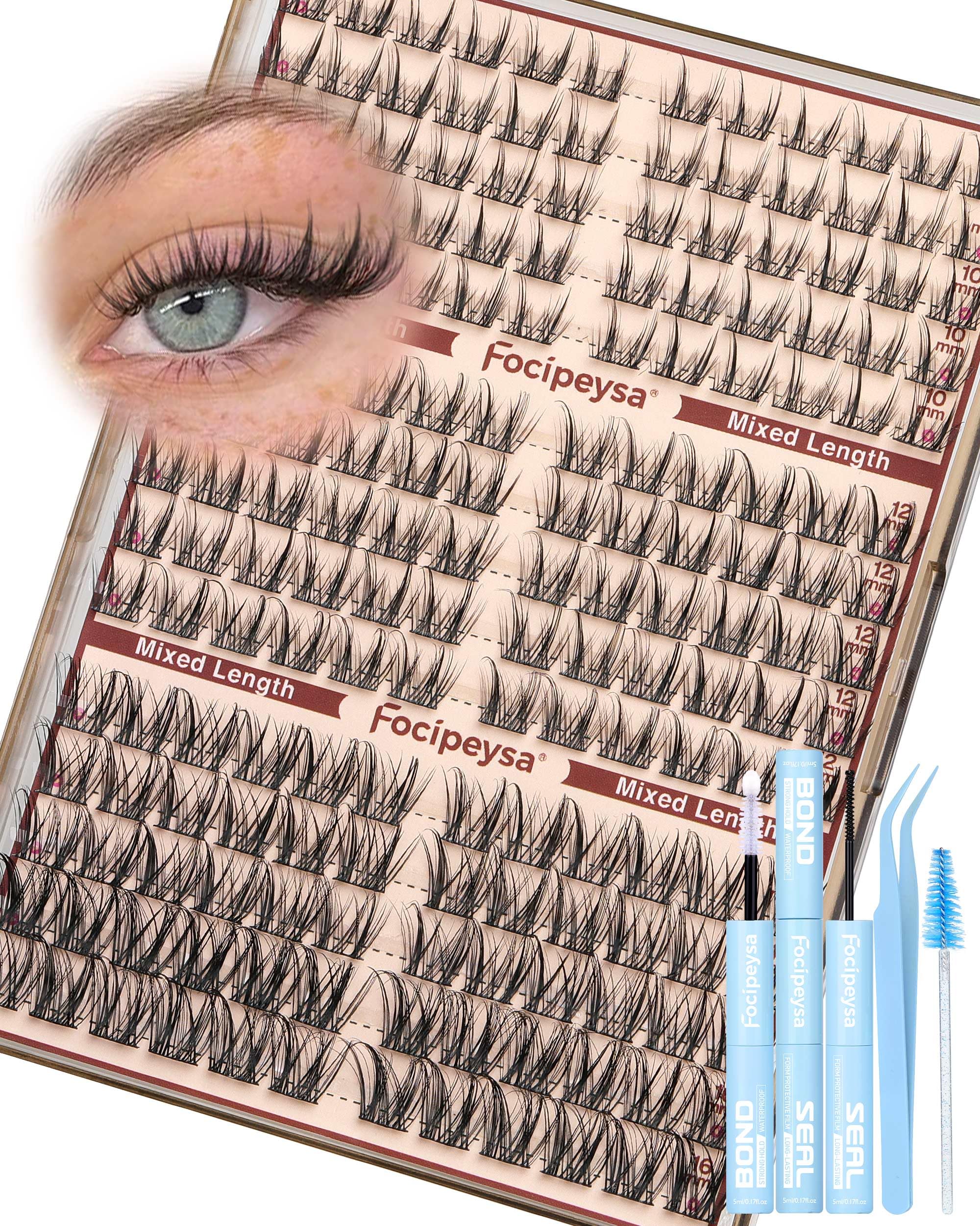 Focipeysa Fairy eyelash extension kit with 10-16mm clusters for natural volume