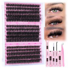 Focipeysa full volume lash kit showcases 70D-90D clusters for dramatic at-home lashes.