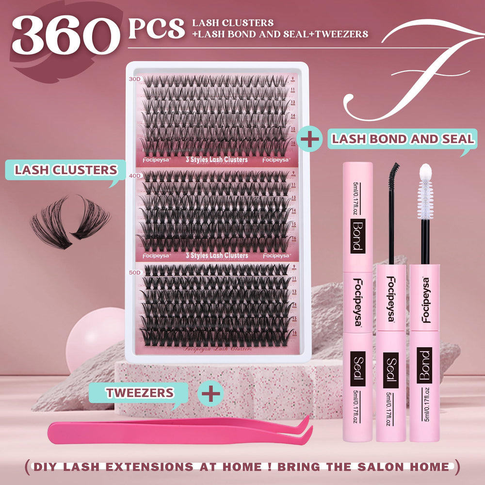 Focipeysa lash bond and seal paired with tweezers enable DIY application.