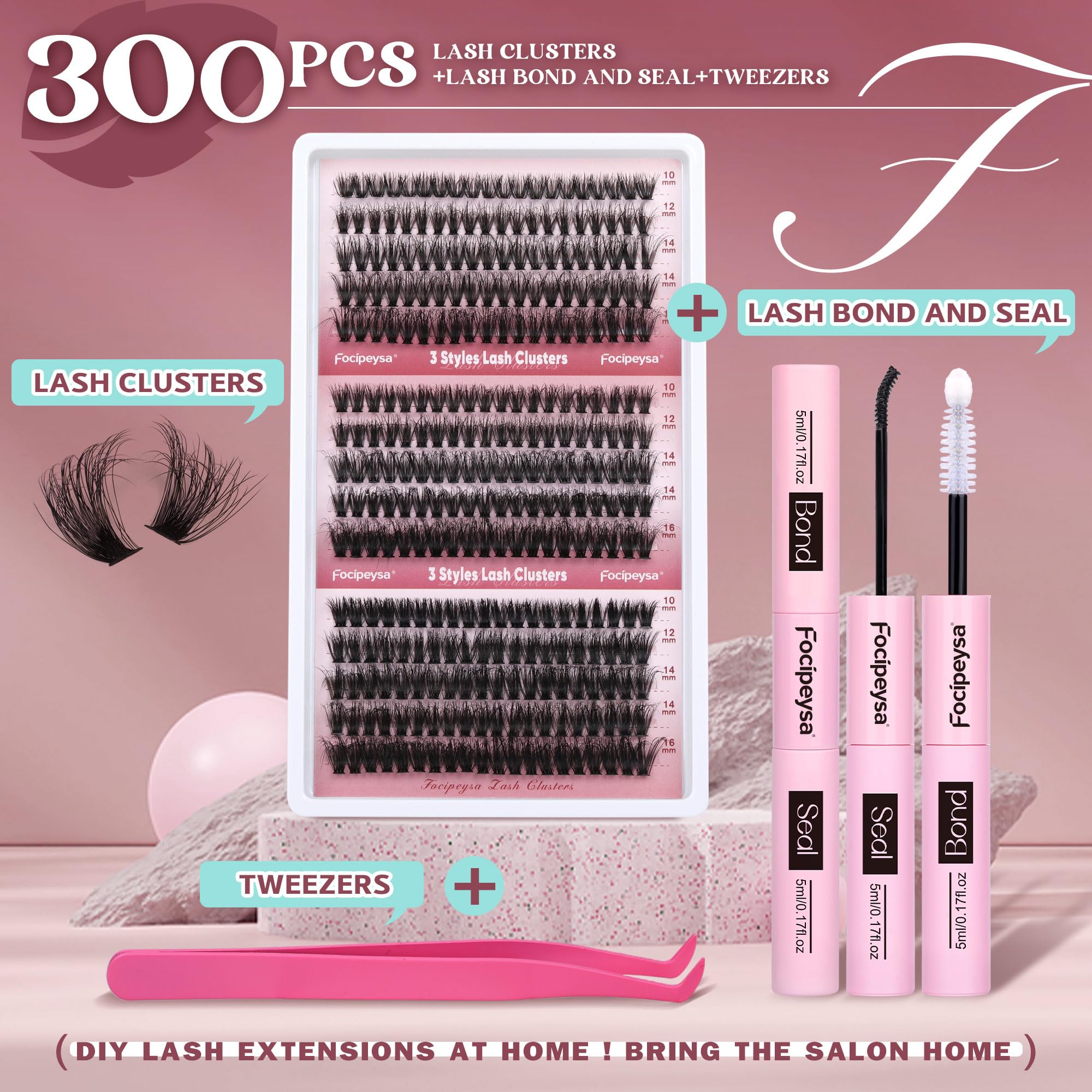 Focipeysa lash clusters 60D-70D-80D mix for fluffy volume