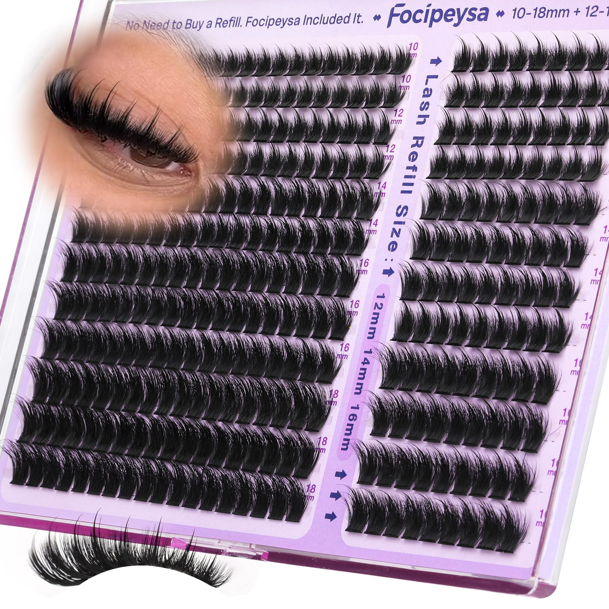 Focipeysa lash clusters 10-18mm length extends eyes with date-night glow.