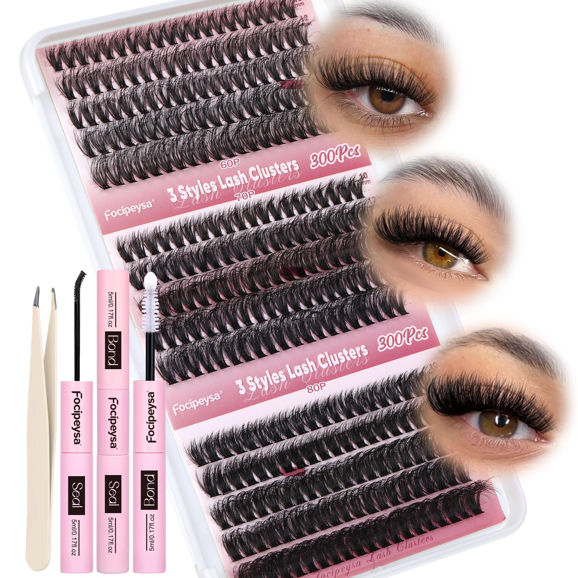 Focipeysa lash extension kit bottle close-up for easy at-home grooming