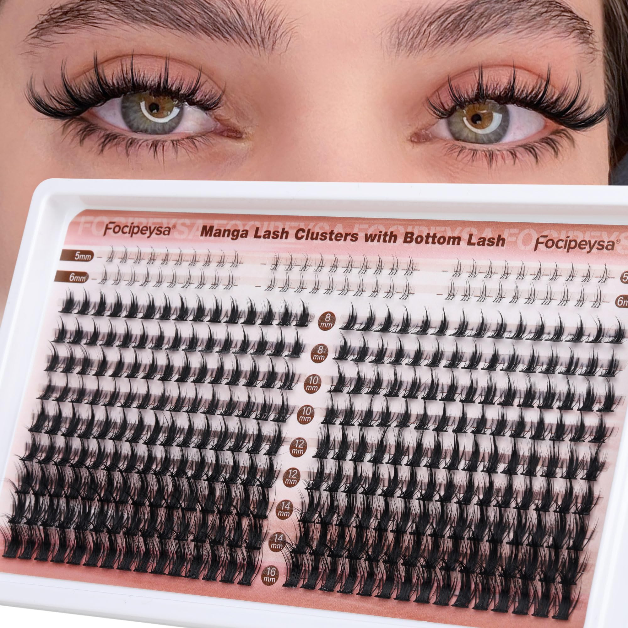 Focipeysa manga lash clusters 330pcs for versatile eye-opening volume