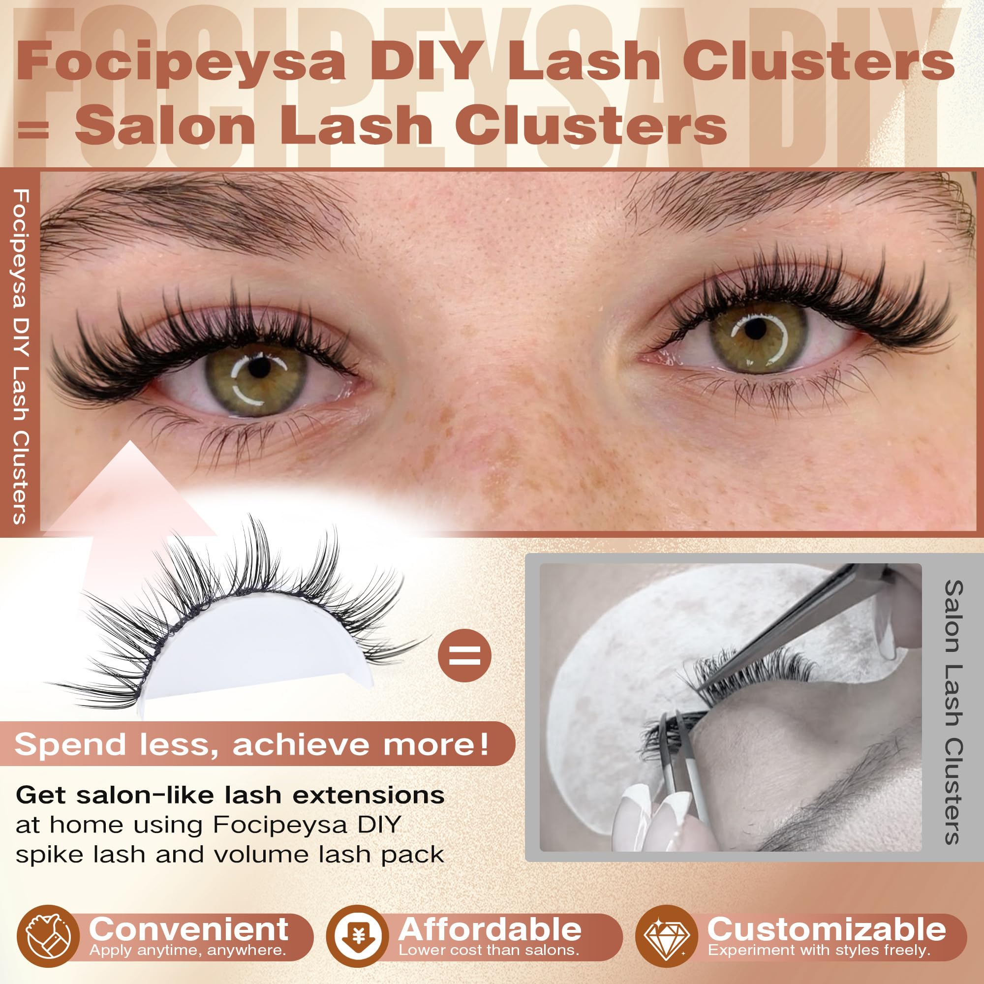 Focipeysa reusable, breathable cluster lashes for all-day wear