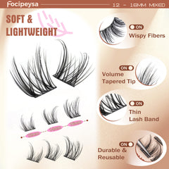Focipeysa salon-effect wispy clusters blend with natural lashes