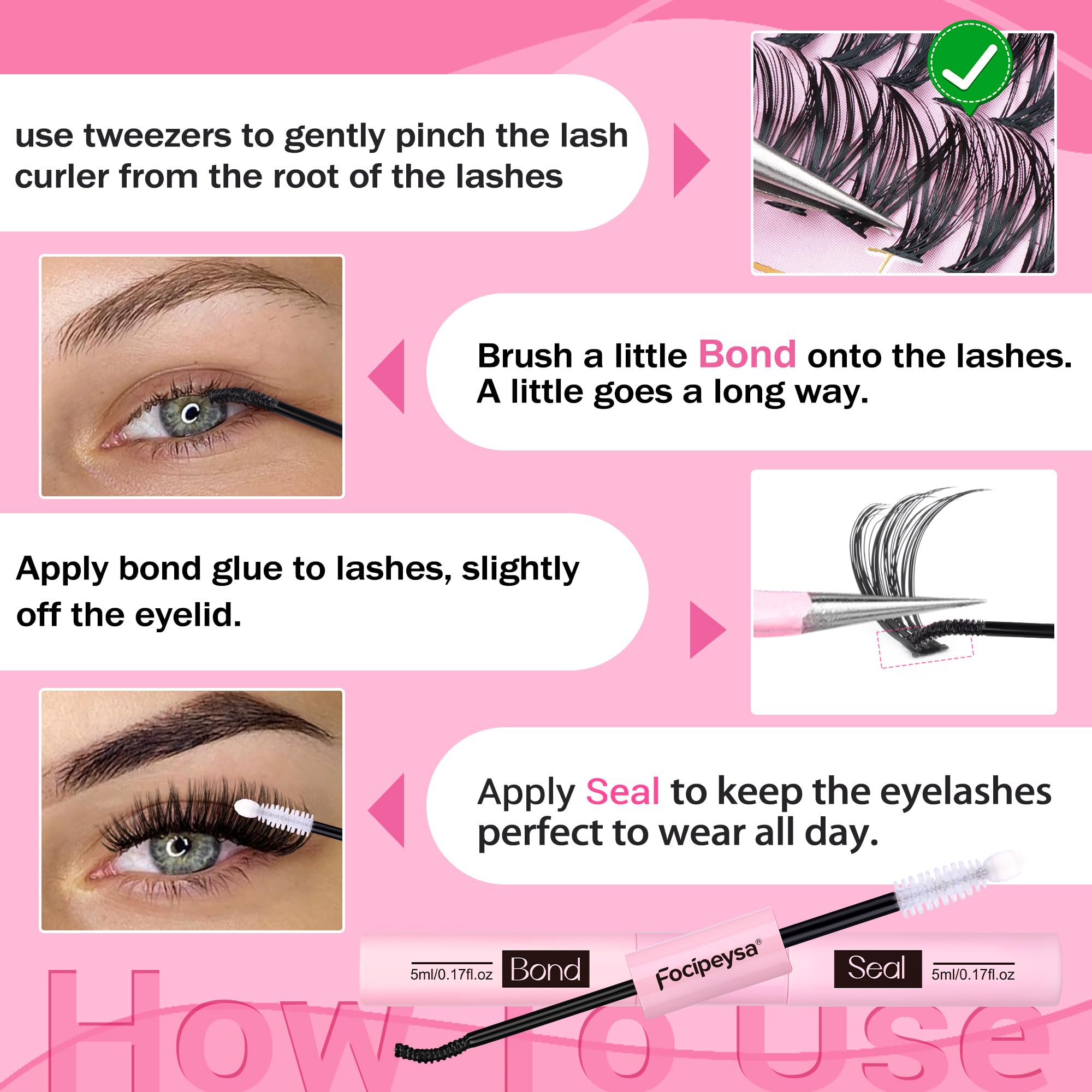 Focipeysa waterproof and long lasting lash results with bond and seal