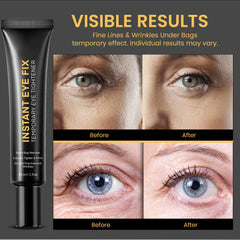 Foffreo eye-tightener cream on finger shows lightweight texture.