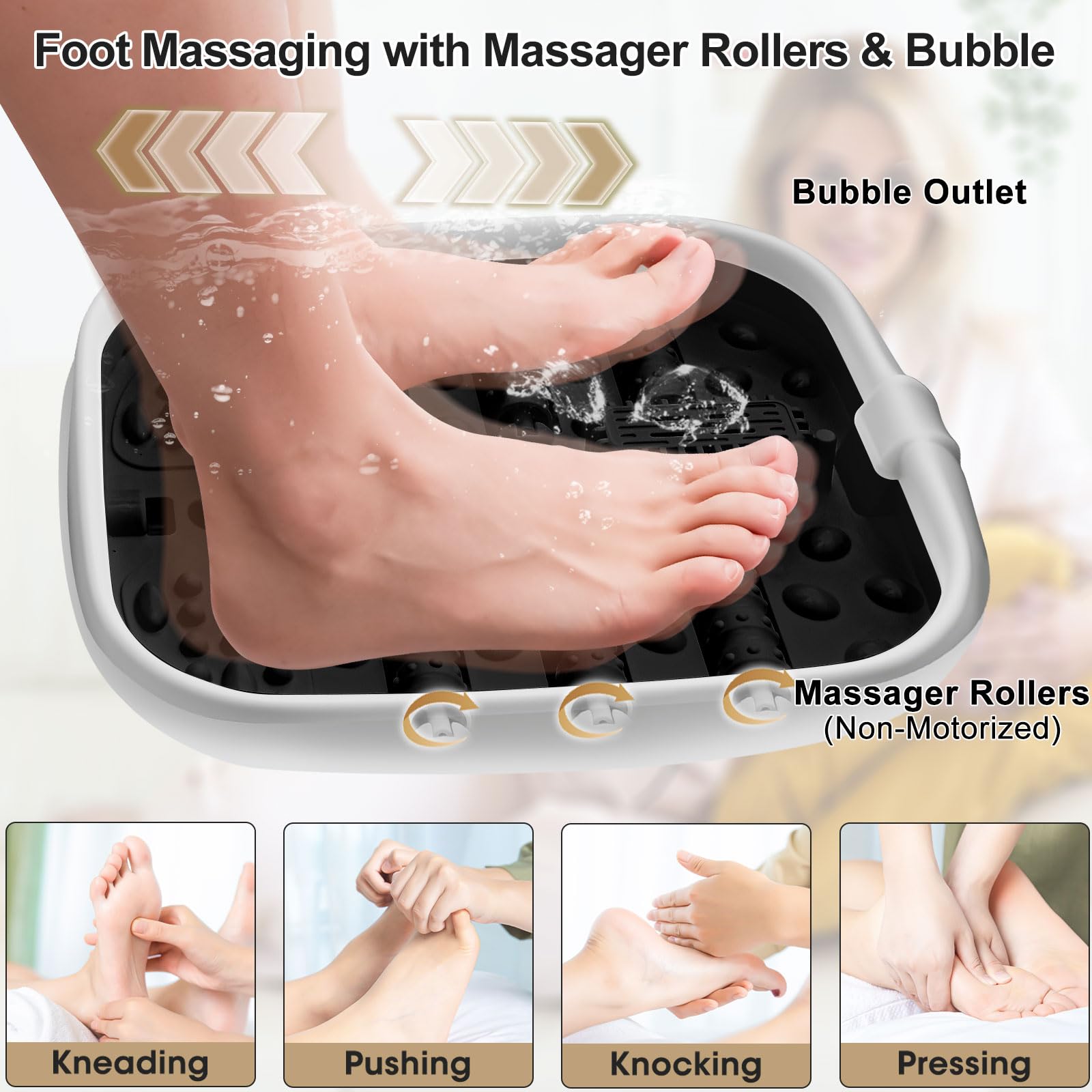 FOFOJÔY foot spa bath with bubbles enhances spa-like feel and warmth