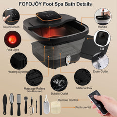 FOFOJÔY foot spa with remote control display for easy temperature adjustments