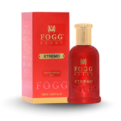 FOGG Scent Xtremo bottle front shows citrus and spice for bold daytime wear.