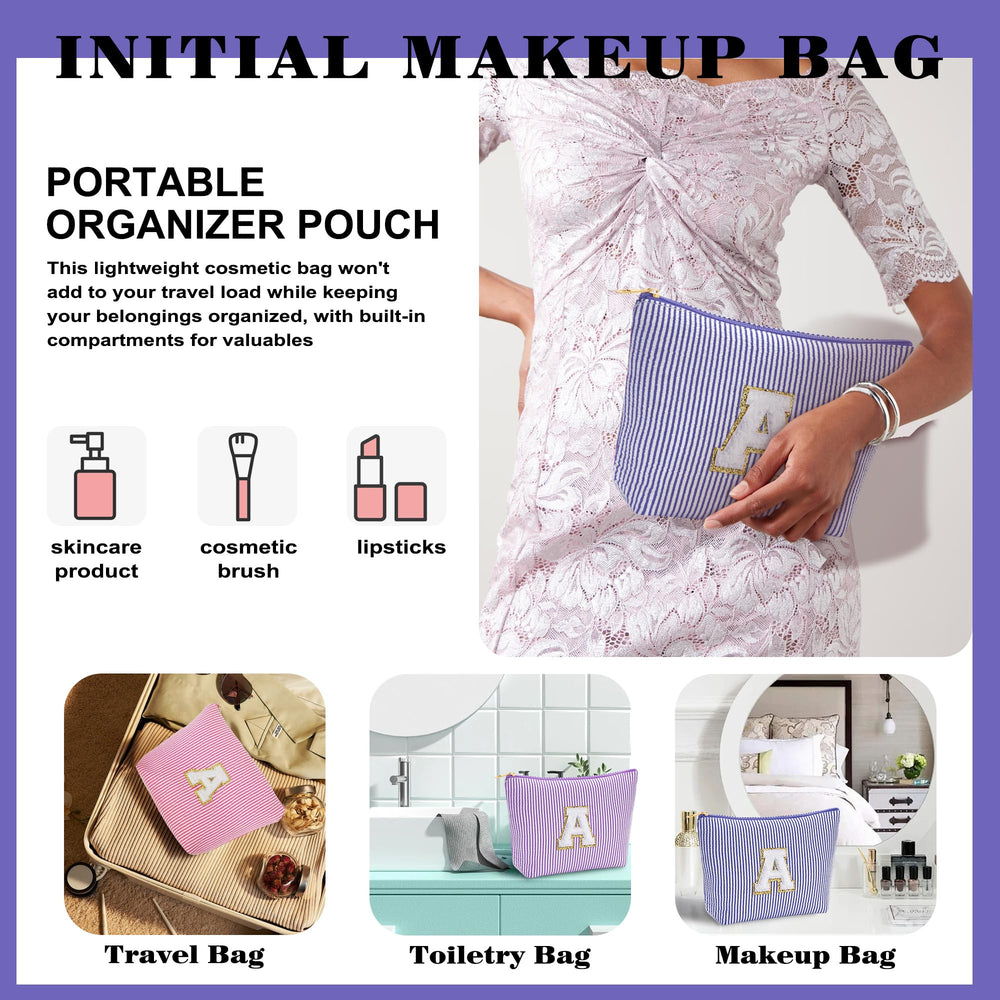 Fohufo initial-design cosmetic bag: personalized initials gift option.