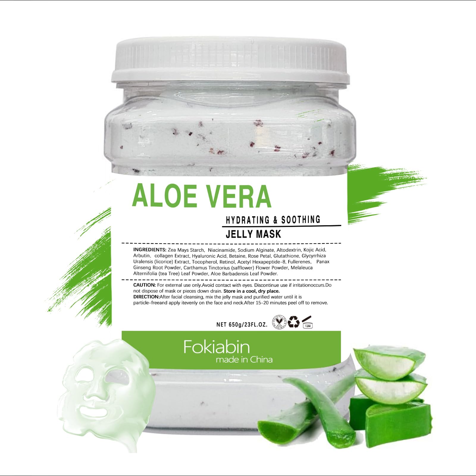 Fokiabin Jelly Mask jar closeup highlights rich hydration for all skin types.