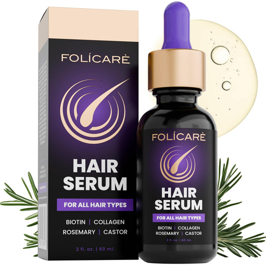 FOLICARE hair growth serum bottle front view, highlighting targeted scalp nourishment.