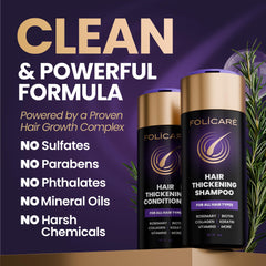 FOLICARE sulfate-free label signals gentle cleansing for sensitive scalps.