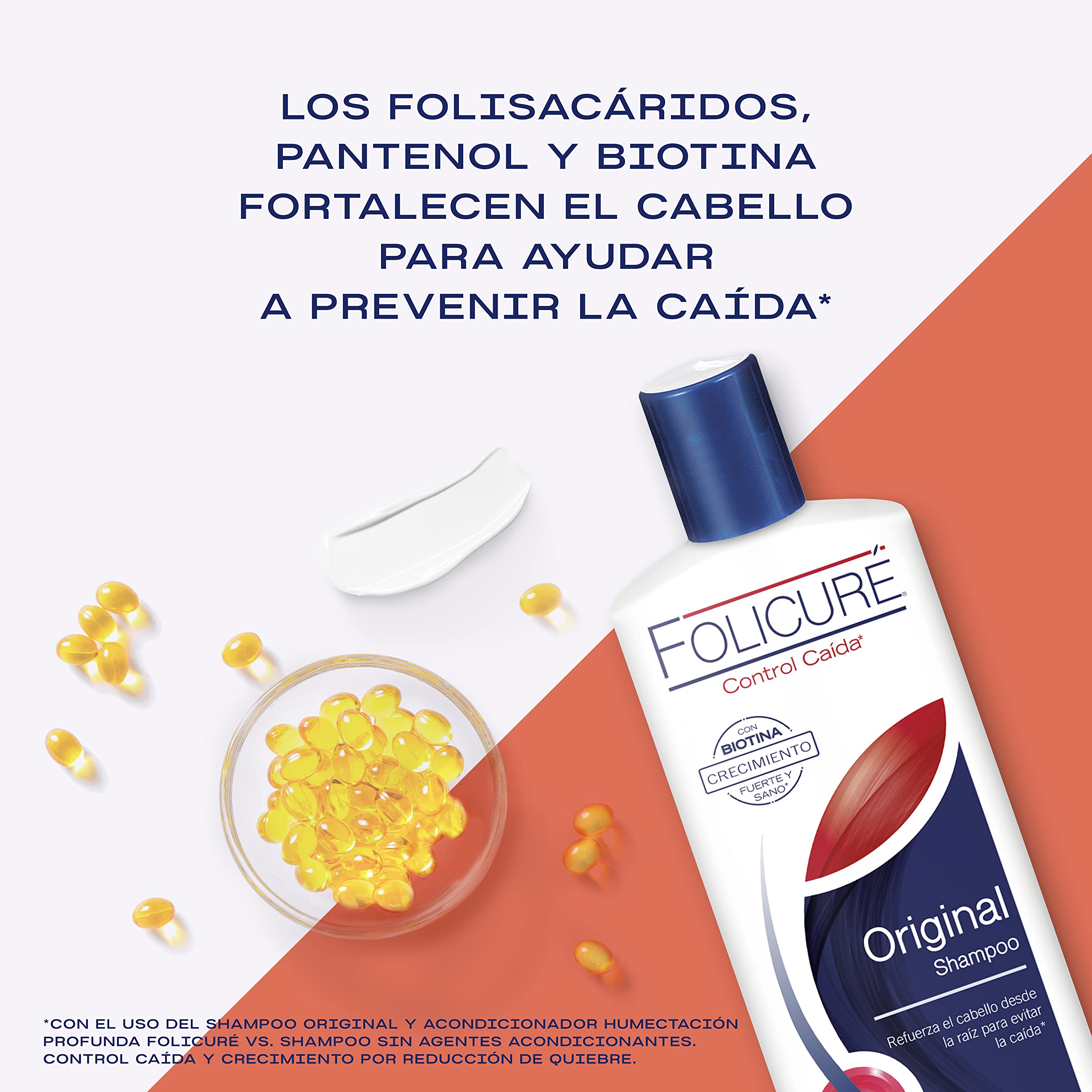 Folicure Shampoo bottle label highlights moisture and shine.