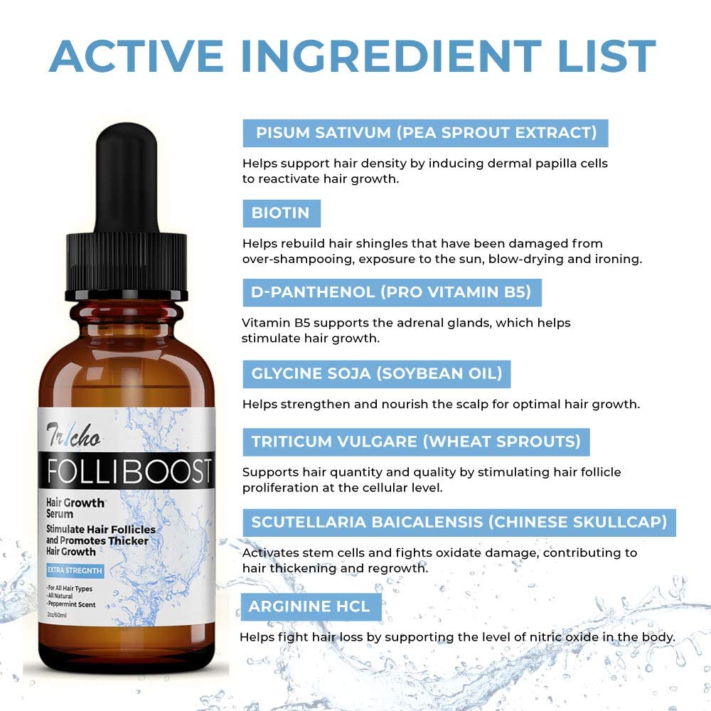 Folliboost label close-up highlighting natural ingredients.