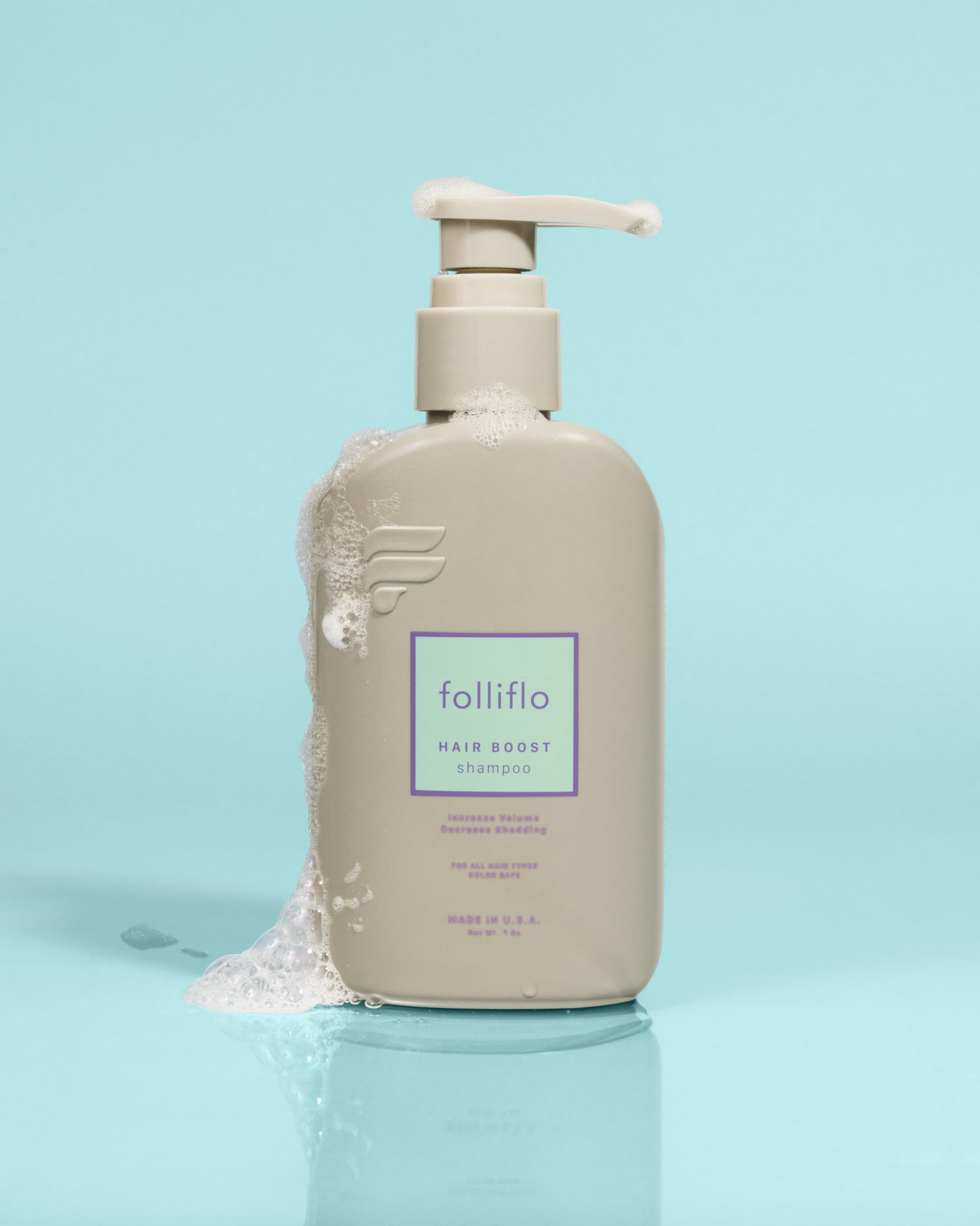 Morning shower with Folliflo shampoo for easy styling and manageability.