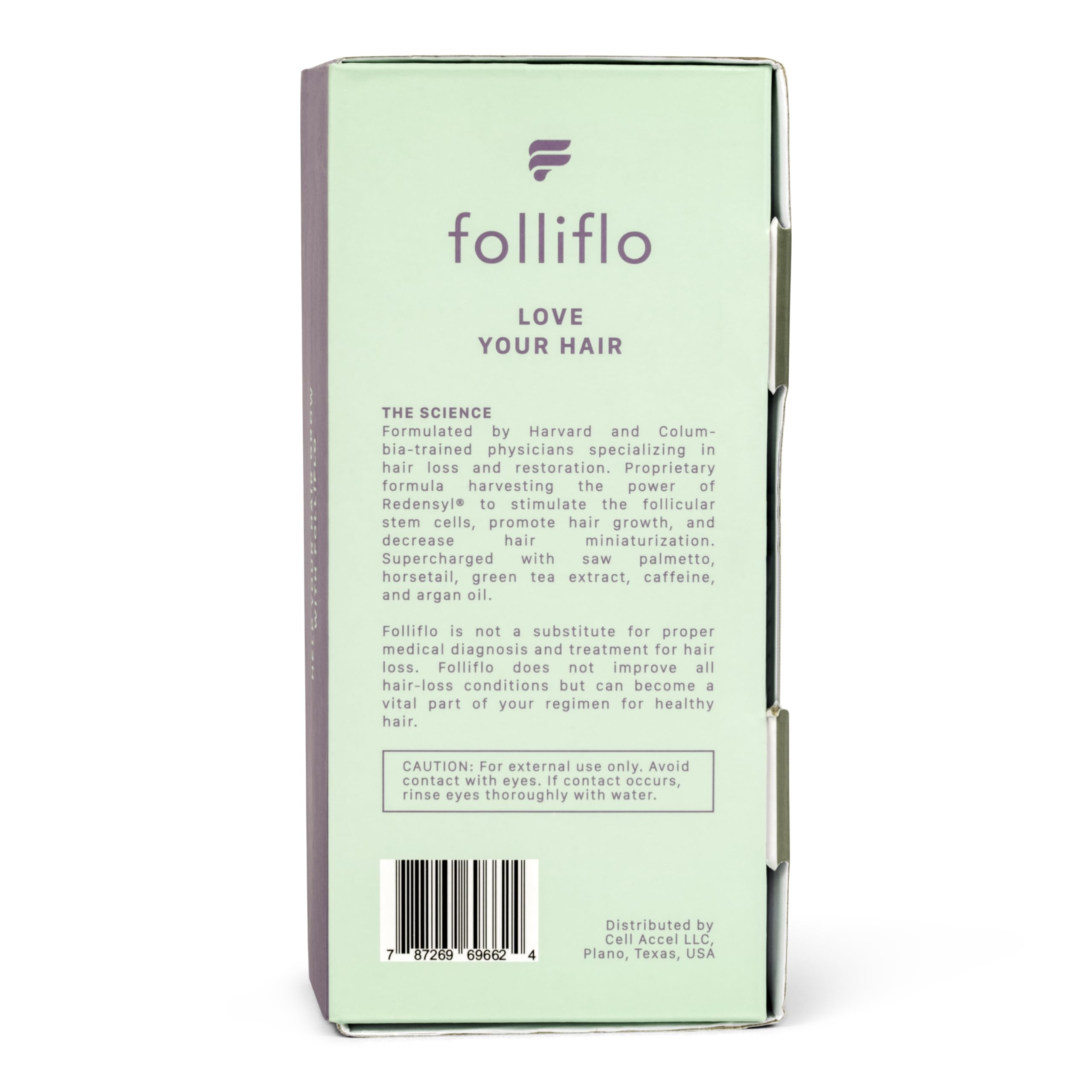 Folliflo packaging box on shelf, ready for daily routine.