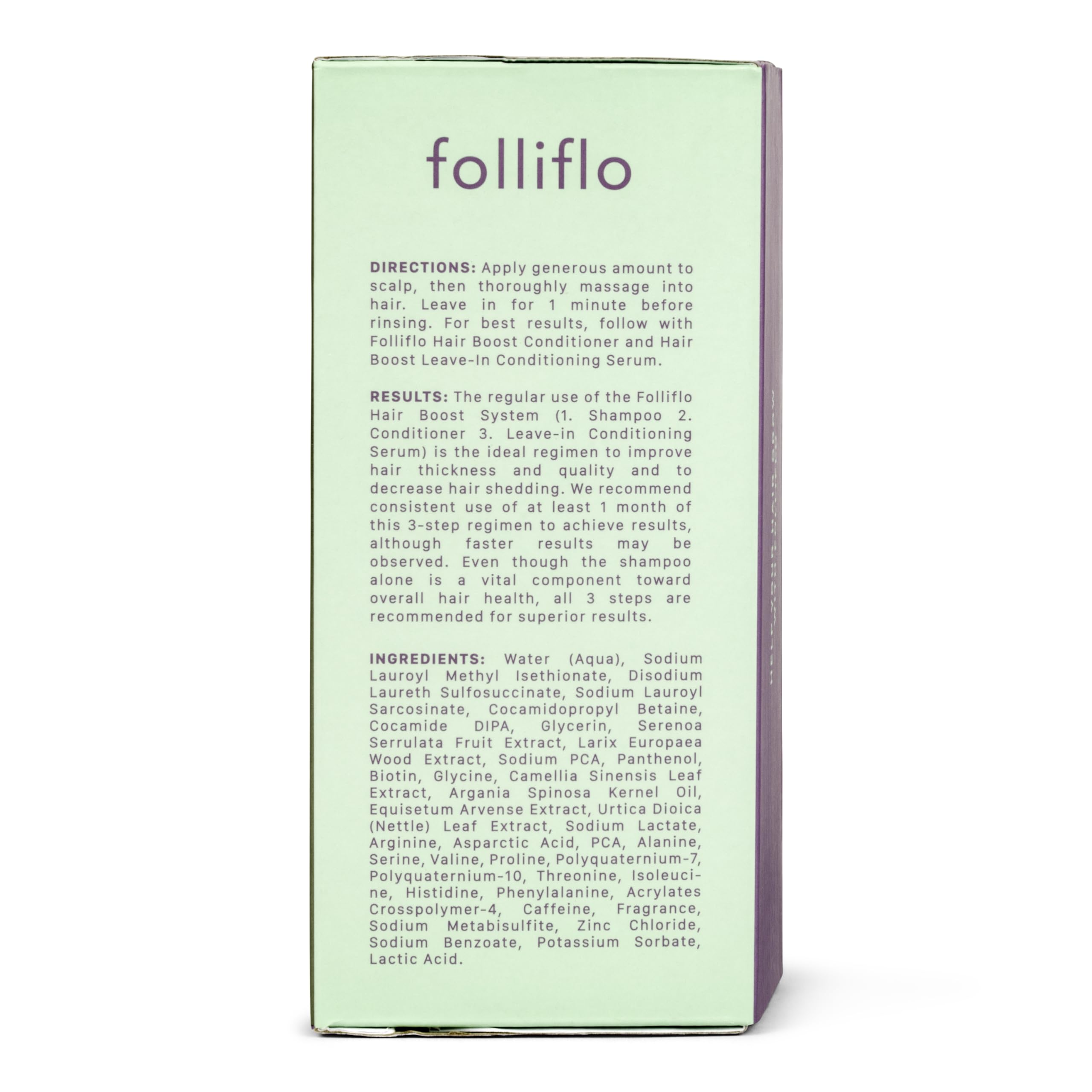 Creamy texture swirl of Folliflo shampoo suggests cosmetic conditioning for softness.
