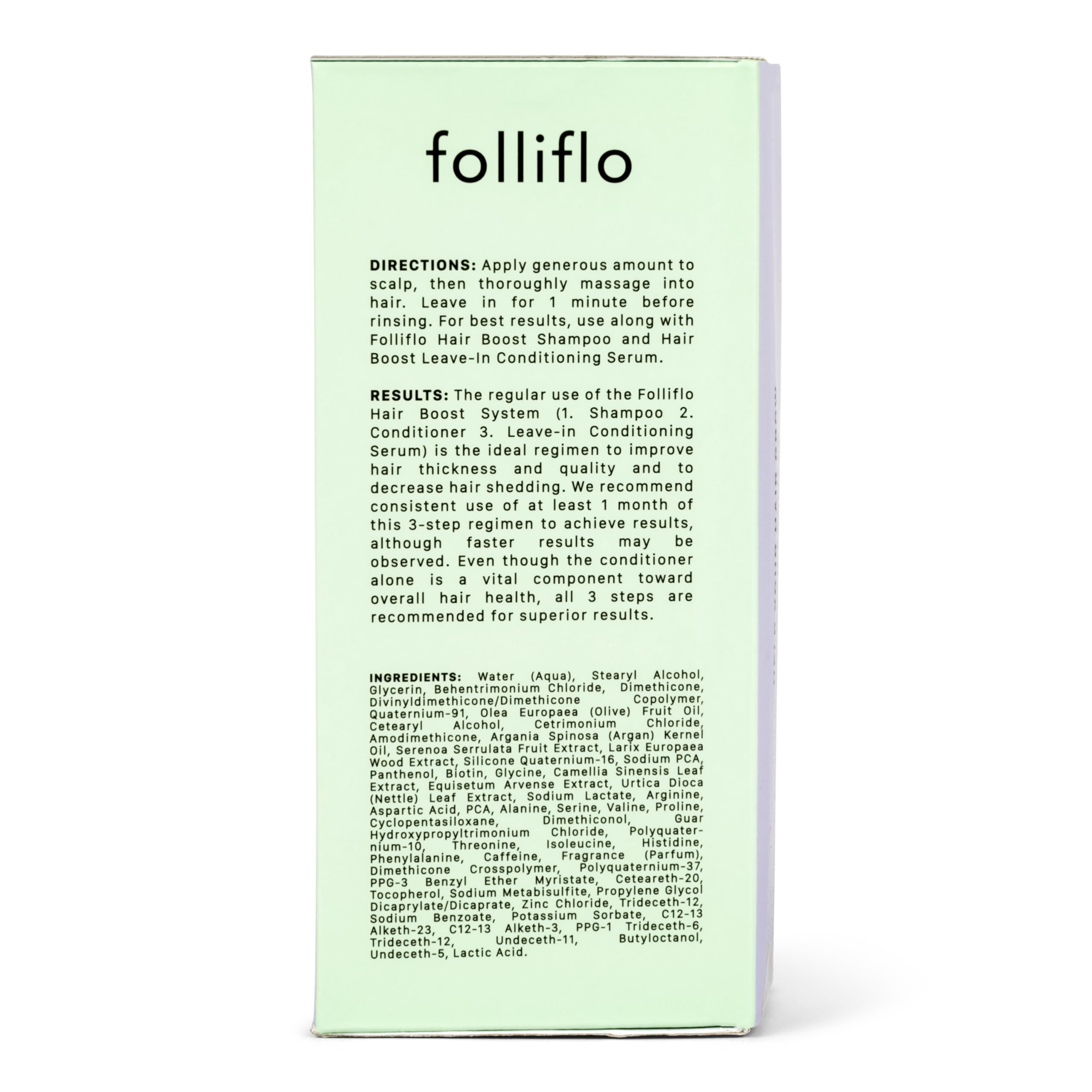 Folliflo hair-care routine scene featuring conditioner with damp hair.