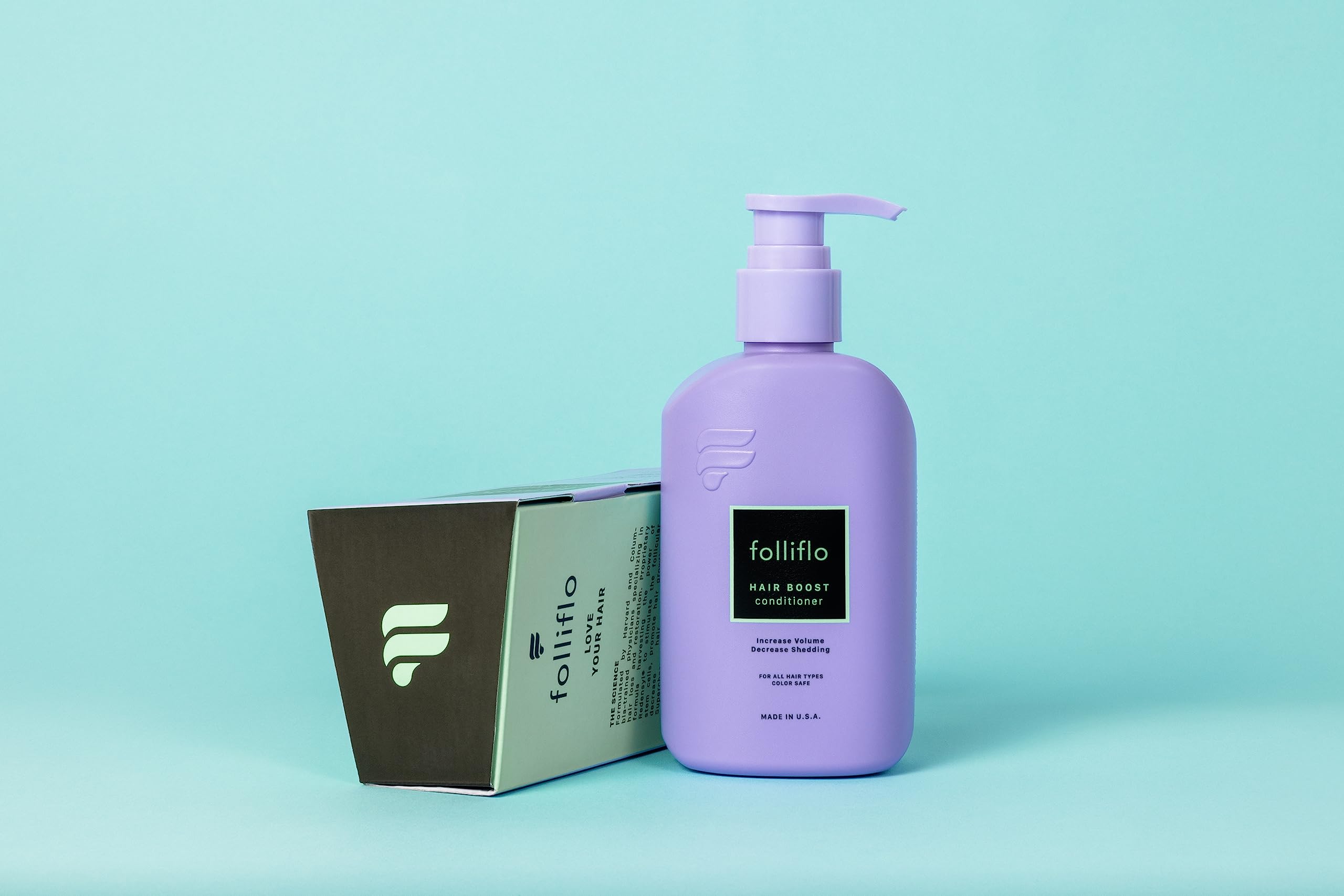 Folliflo packaging close-up highlighting smooth texture benefits.