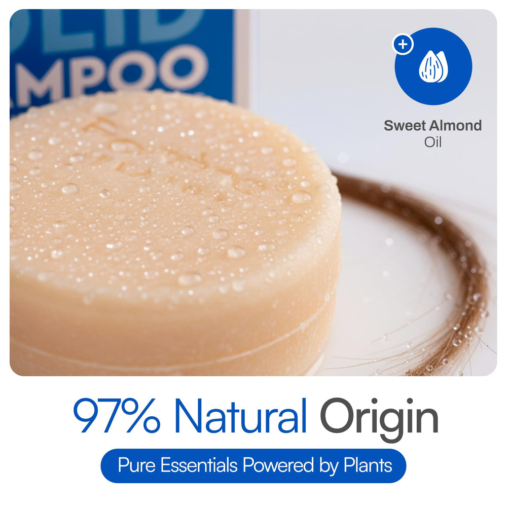 Foltene solid shampoo bar placed in shower demonstrating easy use