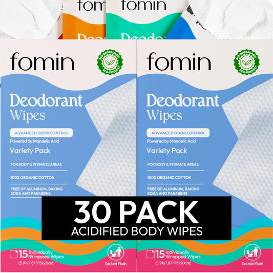 FOMIN acidified travel wipes pack offers quick underarm refresh on the go.