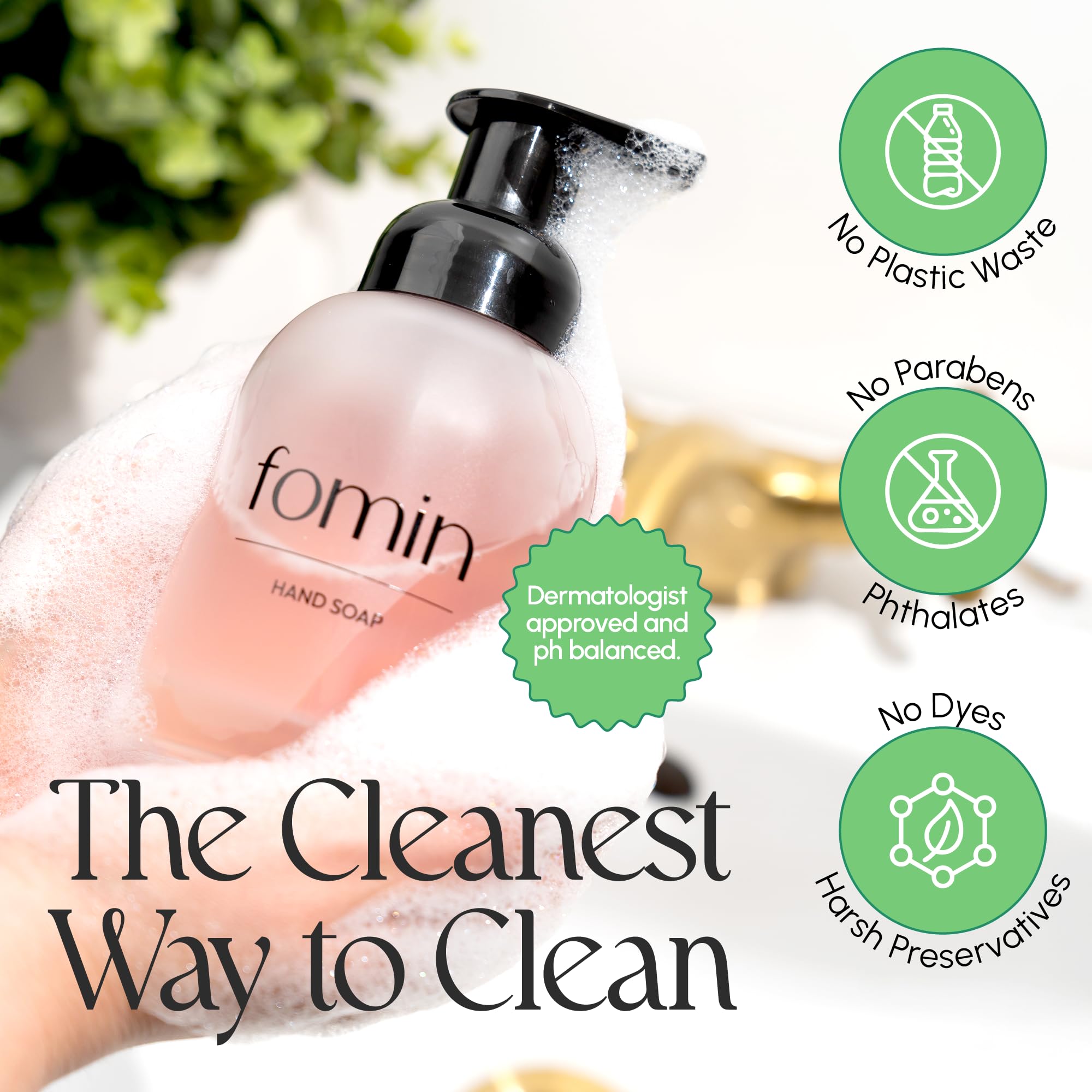 FOMIN Basil Mandarin reusable dispenser refill enables simple at-home refills.