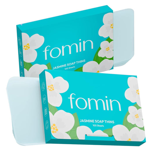 FOMIN Jasmine packaging shows travel-friendly soap sheets for easy hand washing