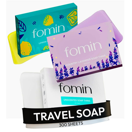 FOMIN lemon paper soap sheets for quick, refreshing hand washing on travel