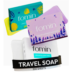 FOMIN lemon paper soap sheets for quick, refreshing hand washing on travel