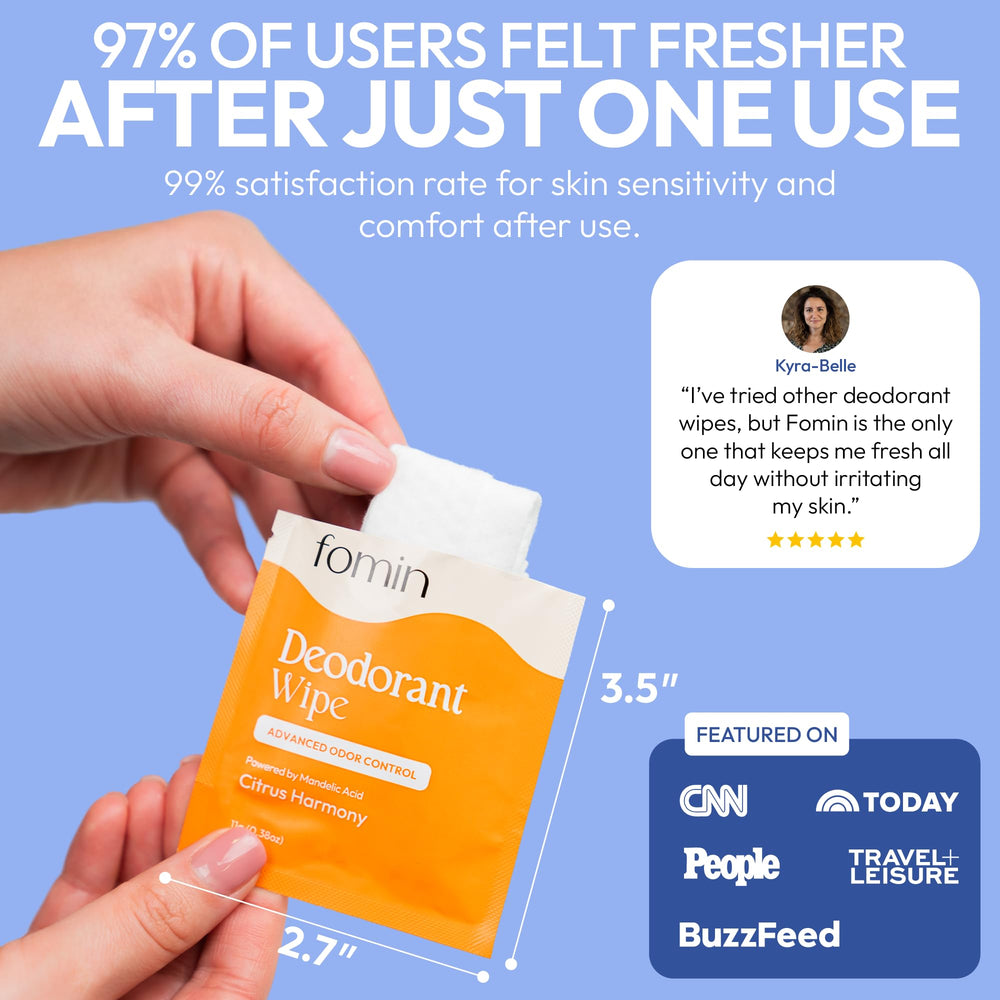FOMIN pH-balanced underarm wipes suitable for all skin types.