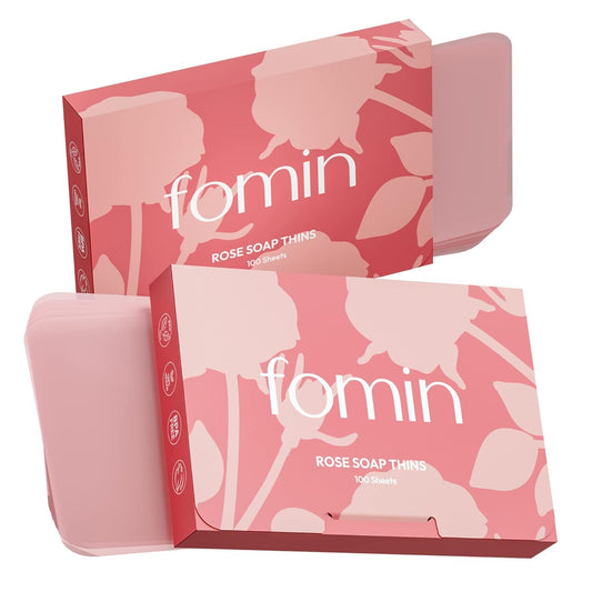 FOMIN Rose paper soap packaging shows portable travel hygiene on the go.