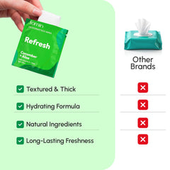 FOMIN Travel Deodorant Wipes cucumber-aloe scent for quick refresh.