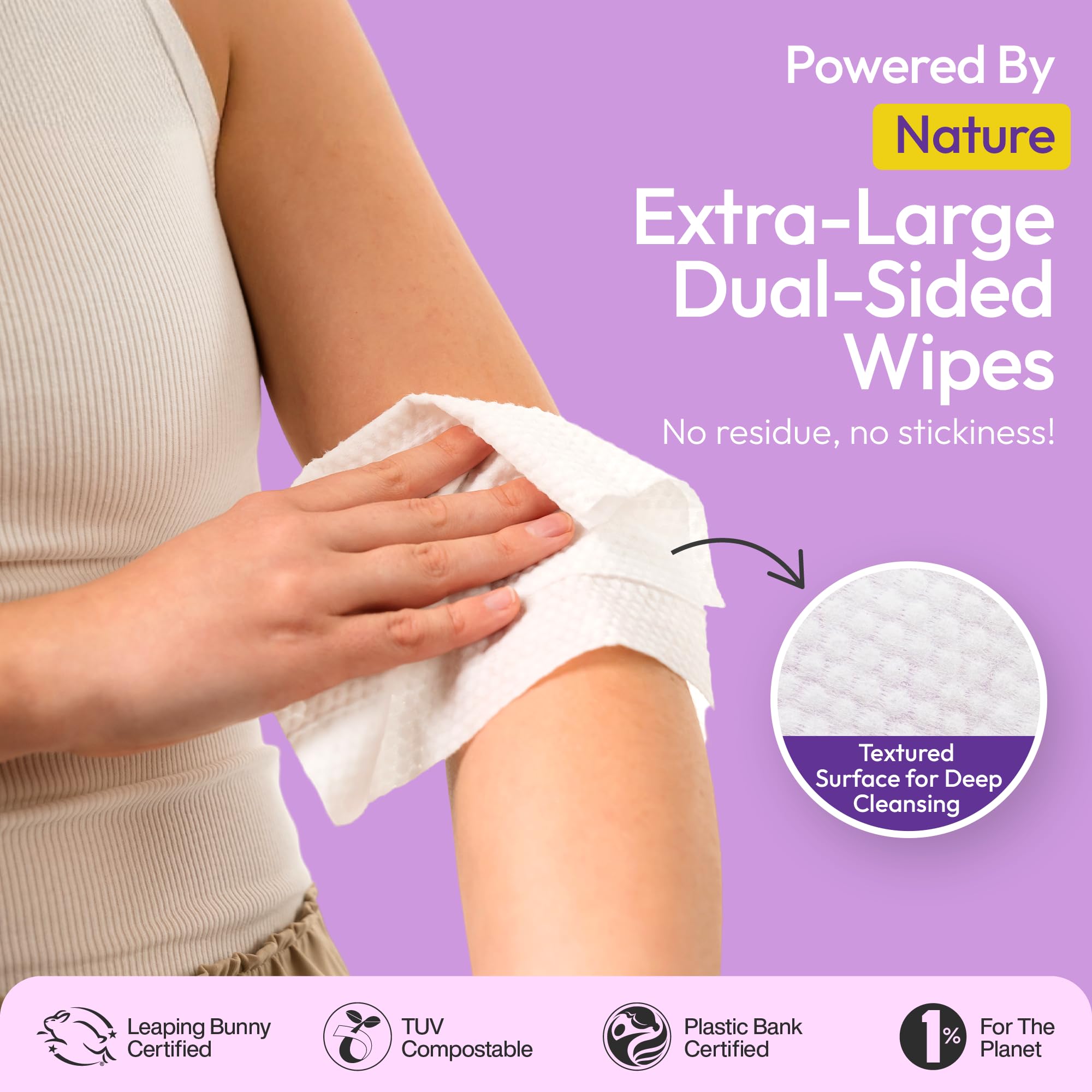 Individually wrapped sachets of FOMIN travel wipes for mess-free portability.