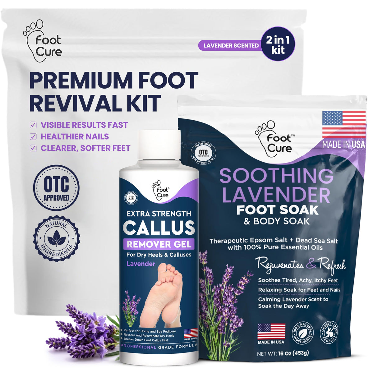 FOOT CURE Lavender Foot Soak image showing a soothing lavender soak for tired feet.