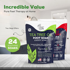 FOOT CURE Tea Tree Oil Foot Soak bath scene suggests spa-like unwind.