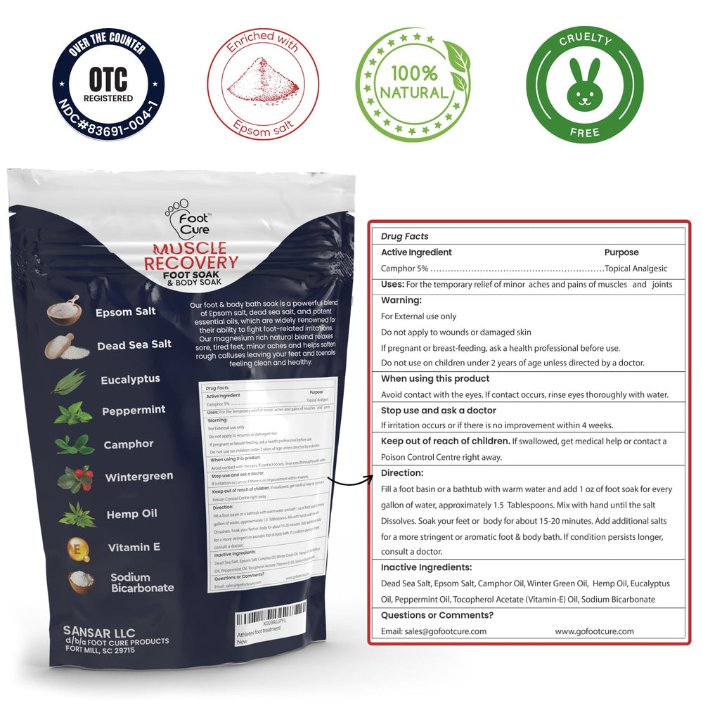 FOOT CURE Tea Tree Oil Foot Soak salts crystals provide a cooling, refreshing foot recharge.