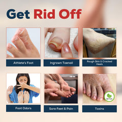 FOOT CURE Tea Tree Oil Foot Soak spa tub scene evokes relaxing routine.