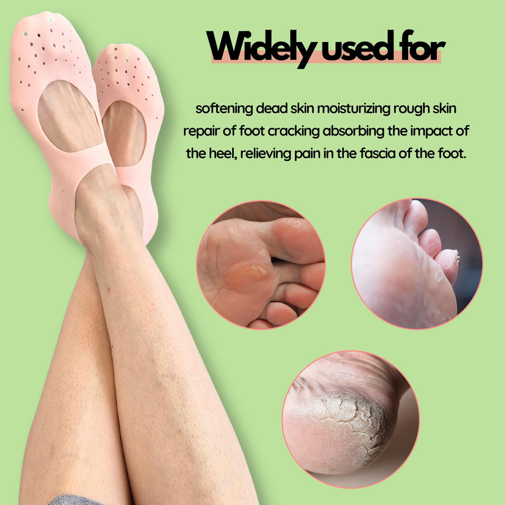 Footinssole gel socks in use delivering hydration to the feet.