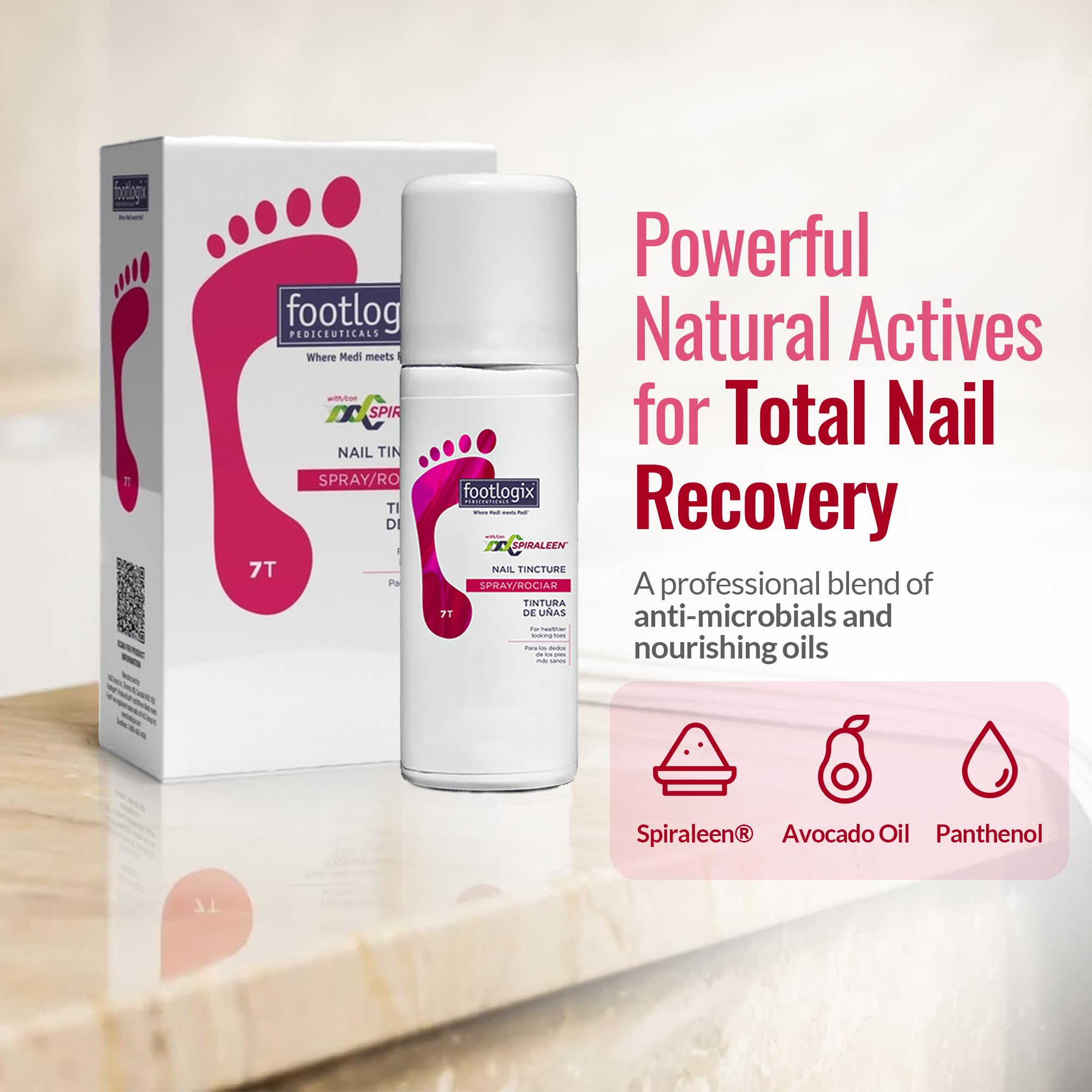 Footlogix formula highlights avocado oil and panthenol for conditioning.